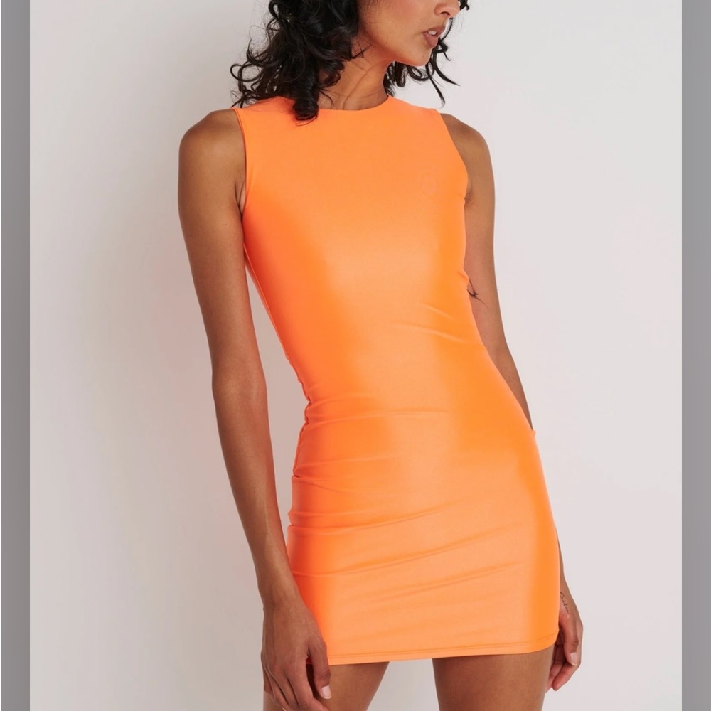 Effie Kats Anadi Neon Orange Mini Dress Size Medium